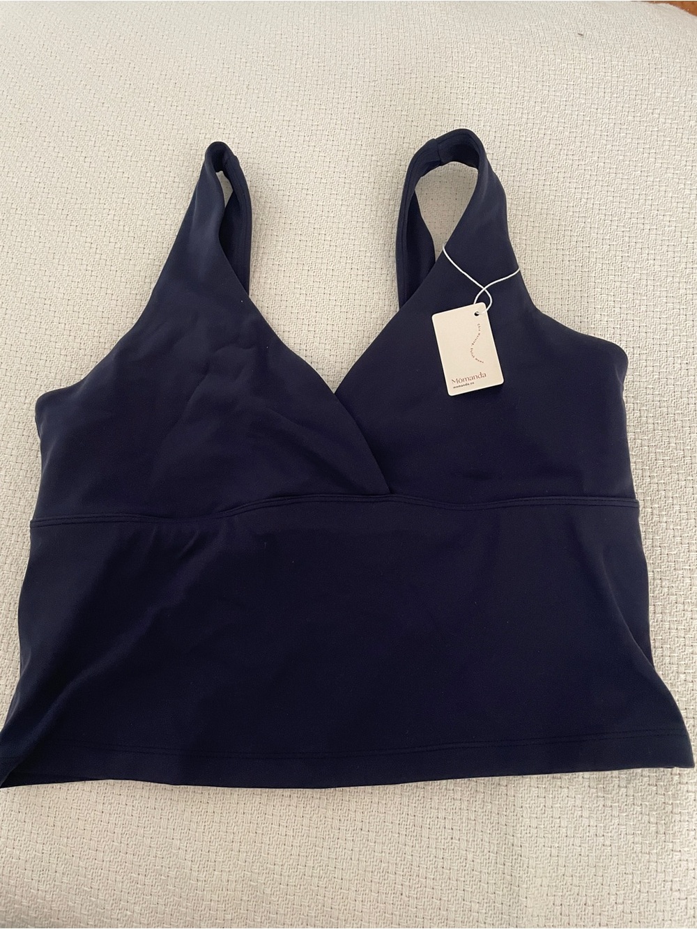 Momanda Navy V-Neck Supportive Bralette Tank